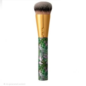 tarte Palm-Print Foundation Brush — Gold Ferrule, Green & Pink Handle
